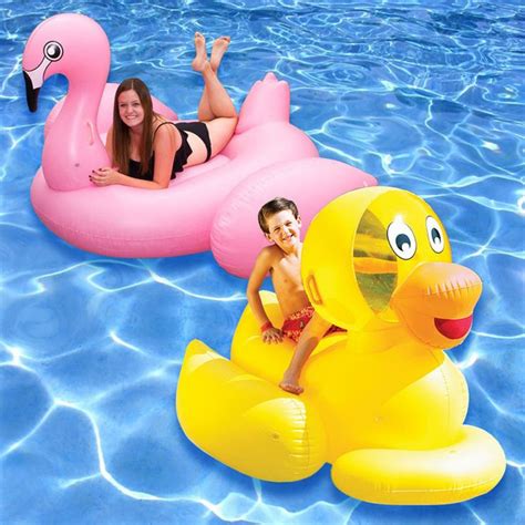 Swimline Jumbo Flamingo And Giant Ducky Pool Floats Set Of 2 9062 78 Pool Floats Flamingo