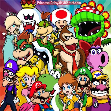 Mario Luigi Wario Waluigi Peach Daisy