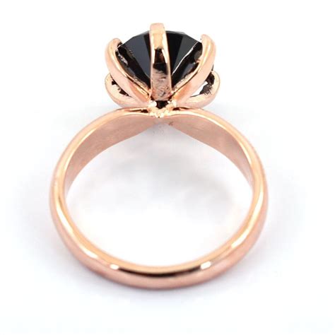 4 Ct Certified Amazing Black Diamond Ring In Rose Gold Etsy UK