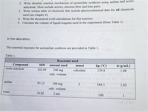 Solved Write Detailed Reaction Mechanism Of Acetanilide Synthesis