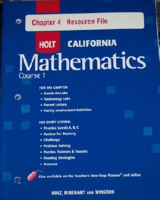 Holt Mathematics California Chapter Resource File Course Holt