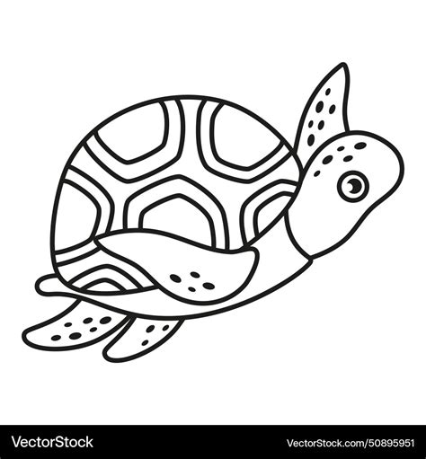 Black and white cartoon turtle Royalty Free Vector Image