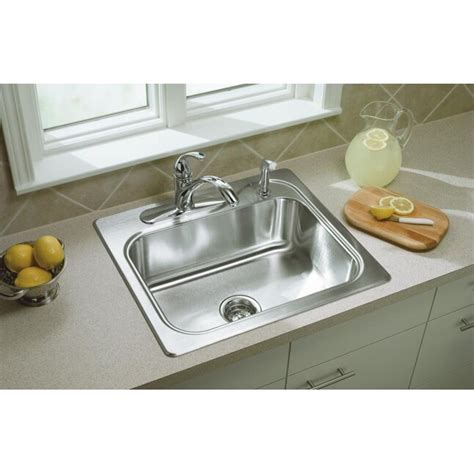 Kohler Forte Polished Chrome Single Handle Low Arc Kitchen Faucet With Deck Plate And Side Spray