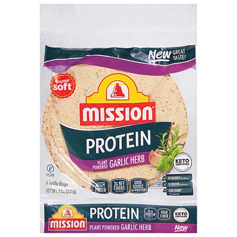 Mission Tortilla Wraps Garlic Herb Plant Powered Protein 6 Ea