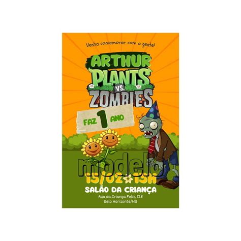 Convite Digital Plants Vs Zombies Elo Produtos Especiais