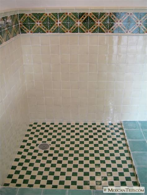 MexicanTiles.com - Bathroom Wall with Zihuatanejo Mexican Talavera Tile