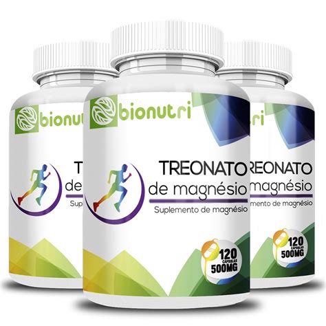 Kit 3x Treonato De Magnésio 120 Cápsulas 500Mg Bionutri Submarino