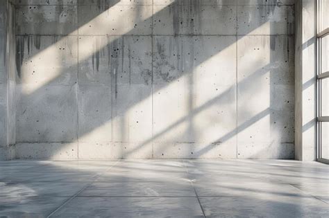 Abstract Empty Room Interior With Concrete Wall And Floor Sunlight