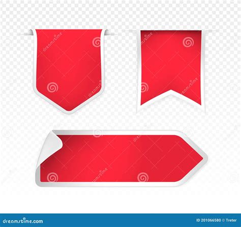 Set Of High Quality Realistic Red Labels On White Background Stock