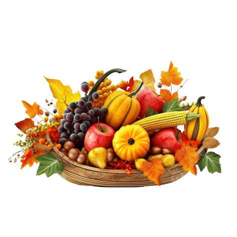 Fall Harvest Cornucopia Autumn Season With Fruit And Vegetable Thanksgiving Day Concept Fruit