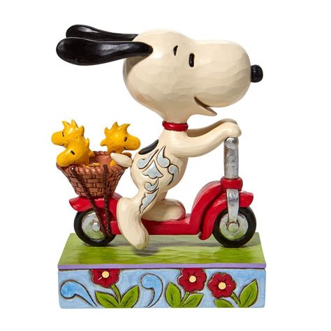 Jim Shore Peanuts Snoopy And Woodstock Riding In A Scooter Figurine