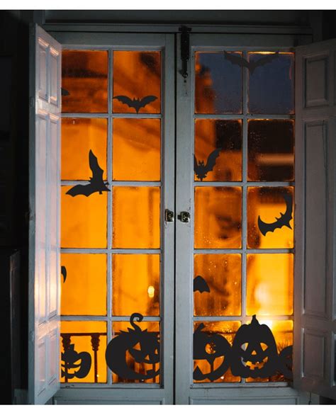 Halloween window decals Halloween pumpkins and bat window | Etsy