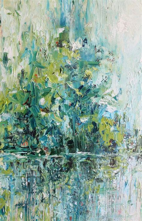 Turquoise Wall Art Oil Landscape Painting Original Abstract Artwork