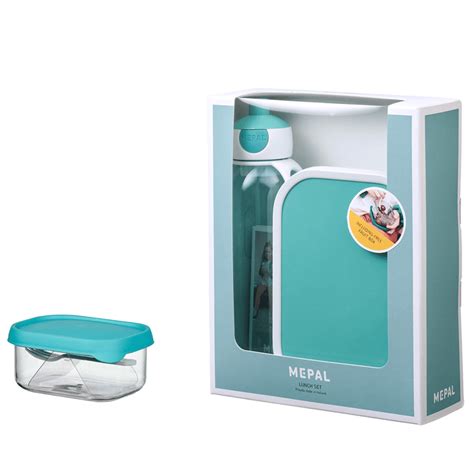 Mepal Campus Lunchbox Waterfles Fruitbox Turquoise Gestrikt