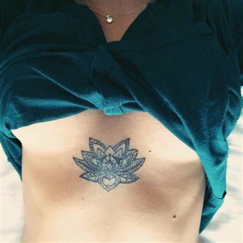 Sternum Tattoo Of A Lotus Flower On Sara Barrefer Tattoos Small