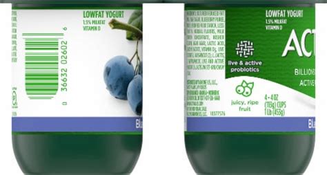 Activia Blueberry Probiotic Low Fat Yogurt Cups 4 Ct 4 Oz Qfc