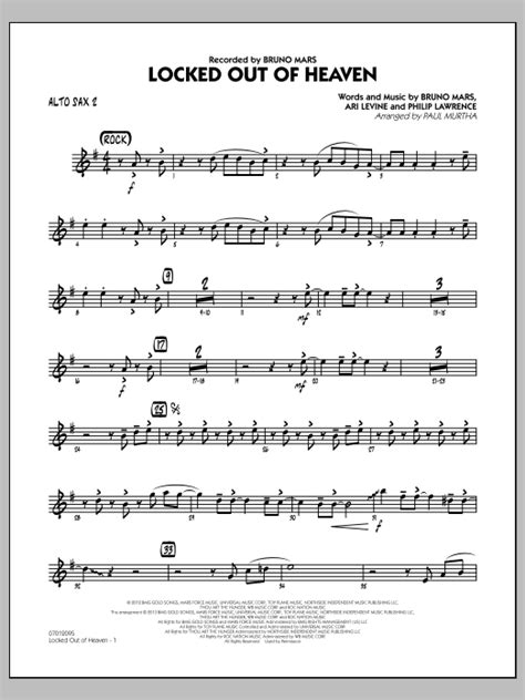 Locked Out Of Heaven Alto Sax By Paul Murtha Sheet Music For Jazz