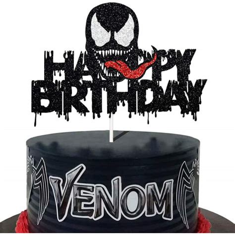 Topper Brokatowy Na Tort Happy Birthday Venom