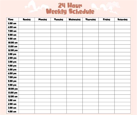 Hour Printable Schedule