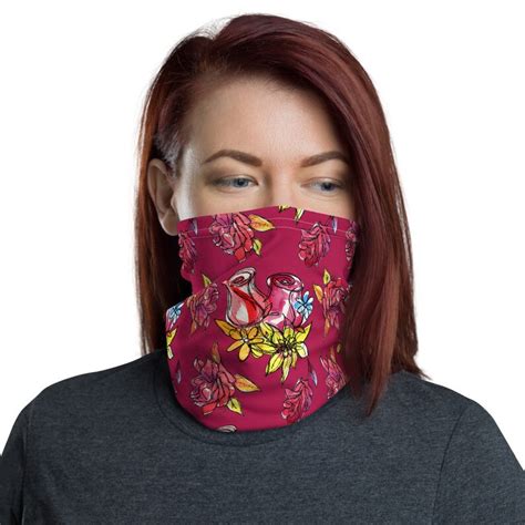 Floral Pattern Neck Gator Womens Face Mask Neck Gaiter With Etsy