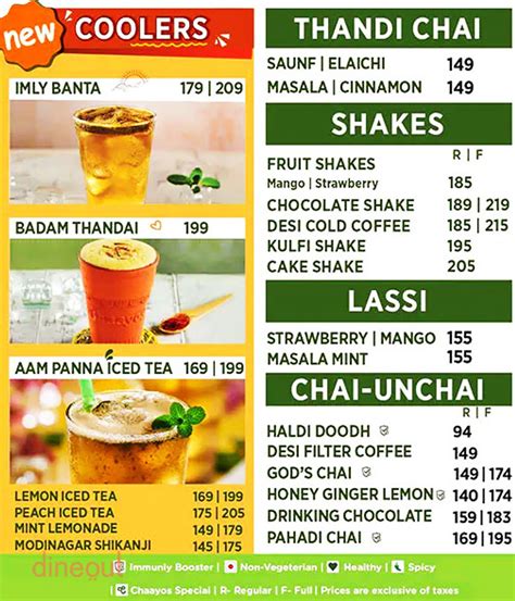 Menu Of Chaayos Meri Wali Chai Airoli Mumbai Dineout Discovery