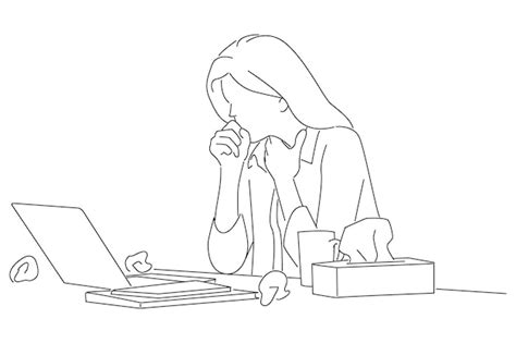 Premium Vector Illustration Of Sad Business Woman Suffering From Cold