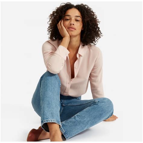 Everlane Tops Everlane The Clean Silk Relaxed Shirt In Blush