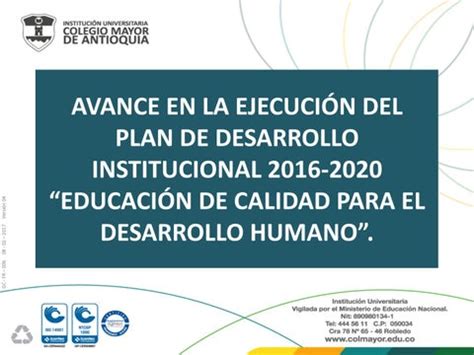 Plan De Desarrollo Institucional Seguimiento By Colmayor