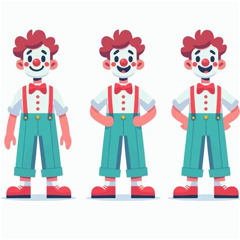 Vector Set Of Cheerful Clowns With A Simple Flat Design Style Premium