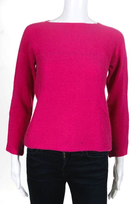 Tse Hot Pink Cashmere Crew Neck Long Sleeve Pullover Sweater Size Small Ebay