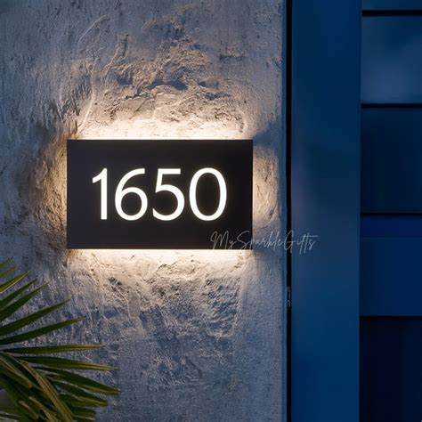 Address Sign For House With Light Etsy