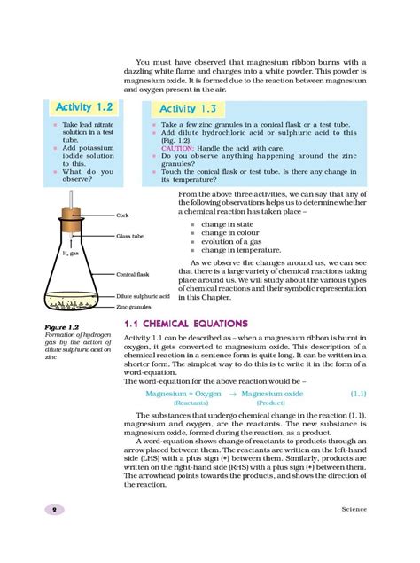 NCERT Book Class 10 Science Chapter 1 Chemical Reactions And Equations