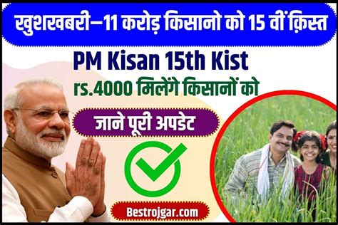 Pm Kisan 15th Kist New Update 2024 किसानों को 15वी किस्त के 2000 के