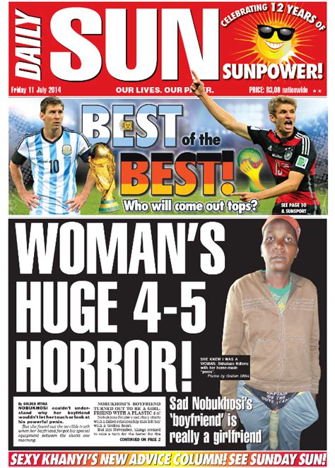 "Woman`s huge 4-5 horror!" - Daily Sun - POLITICS | Politicsweb