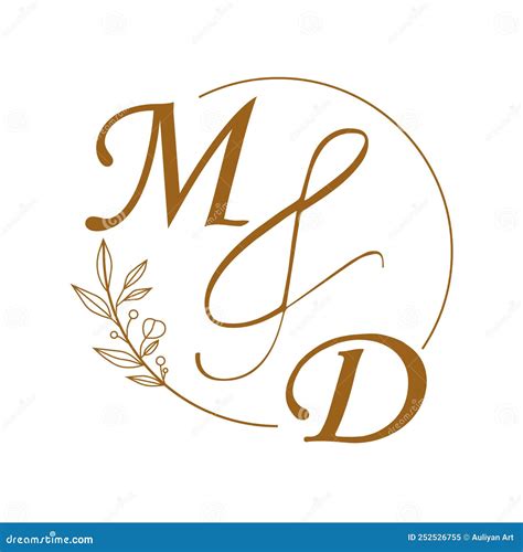 Lettres Initiales Monogramme De Mariage Md M Et D Vecteur D