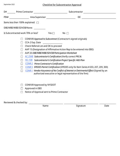 New York Checklist For Subcontractor Approval Fill Out Sign Online