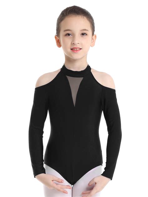 Iiniim Girls Basic Stretch Long Sleeve Mock Turtle Neck Leotard