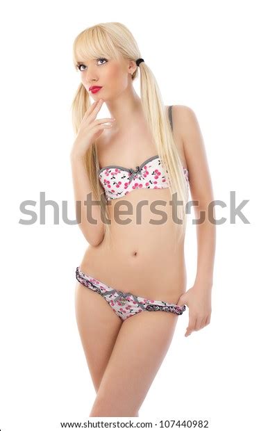 Beautiful Woman Sexy Lingerie Thinking On Foto De Stock
