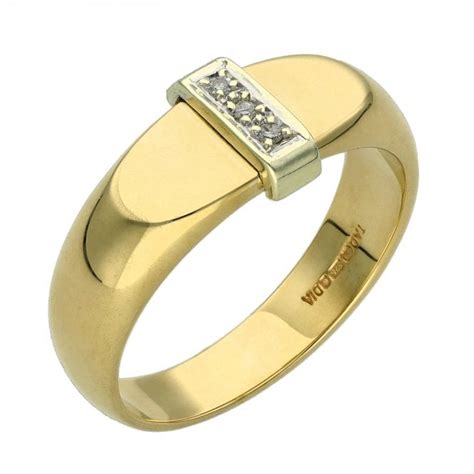 Ct Yellow Gold Diamond Set Band Signet Ring Miltons Diamonds