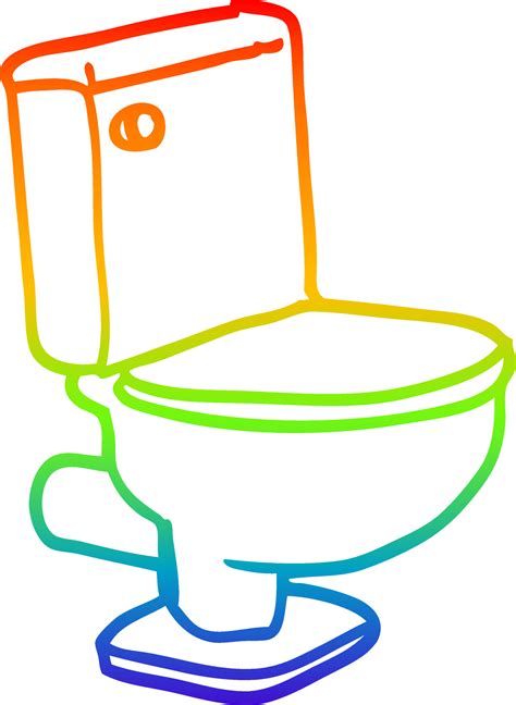 rainbow gradient line drawing cartoon closed toilet 8588351 Vector Art ...