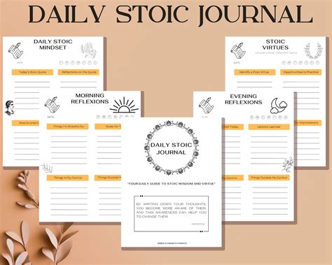 Stoic Journal Daily Stoic Planner Meditation Sheet Gratitude Tracker