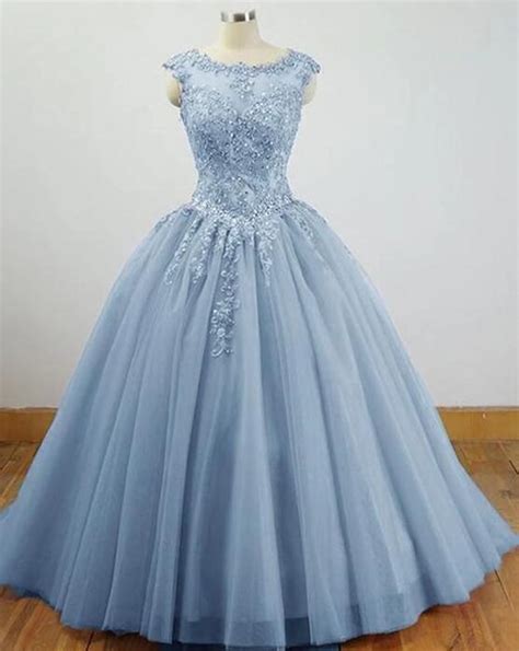 Ball Gown Blue Tulle Long Sweet Dress With Lace On Luulla