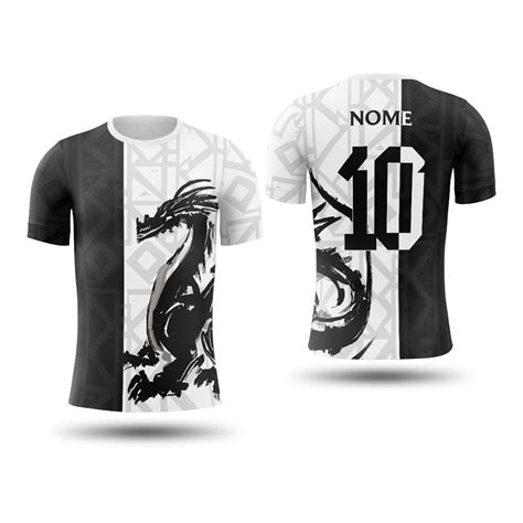 Personalize Camisa Camiseta Interclasse Dragão Chines Branco Preto