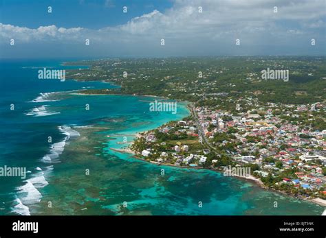 France Guadeloupe Saint Anne Town Aerial View Guadeloupe Stock