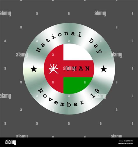 Oman National Day Metal Round Badge With Flag Independence Vector