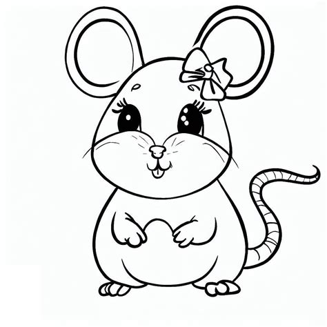 Coloriage Souris Mignonne Souriante télécharger et imprimer gratuit