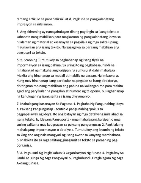 Solution Kahulugan At Kahalagahan Ng Pagbasa Studypool