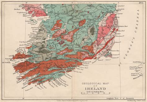 Geological Map Of Ireland By Stanford Edward 1913 Map Antiqua