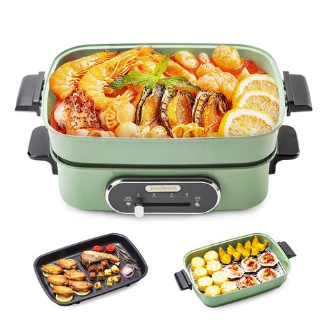 Joydeem In Electric Hot Pot Multi Use Shabu Shabu Pot With Grill Pan Steamer Non Stick