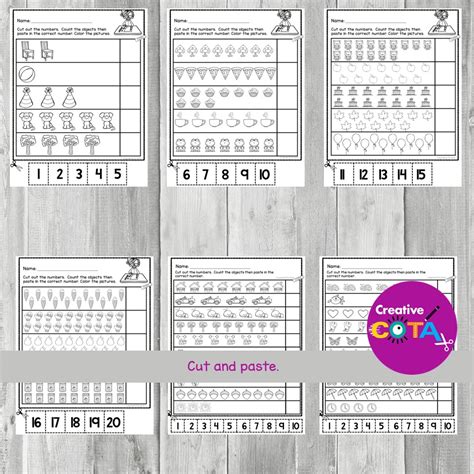 No Prep Cut And Paste Kindergarten Math Worksheets Numbers 1 20 Worksheets Library